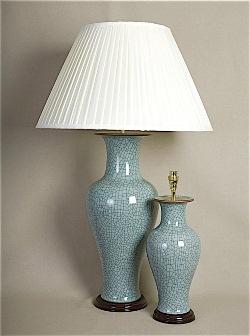 ALEXANDERS  CELADON CRACKLE FISHTAIL LAMP
